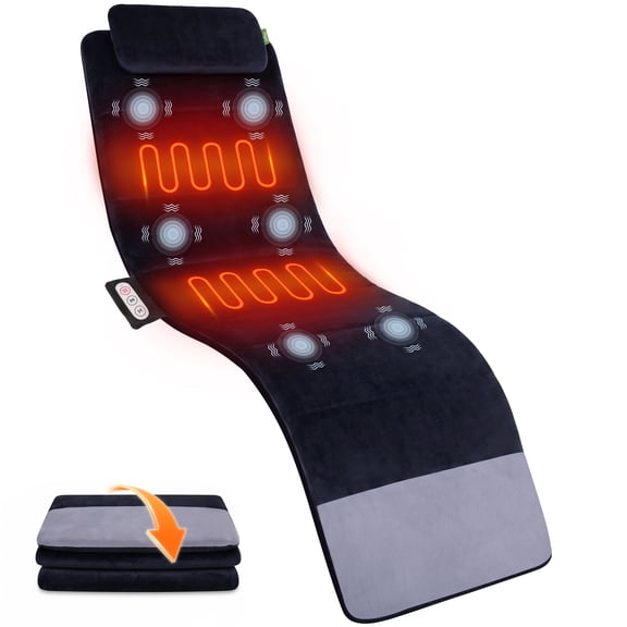 Mynt Full Body Massage Mat with Heat and Vibration, Back Massager Pad, Adjustable Neck Pillow, Gifts for Men Women