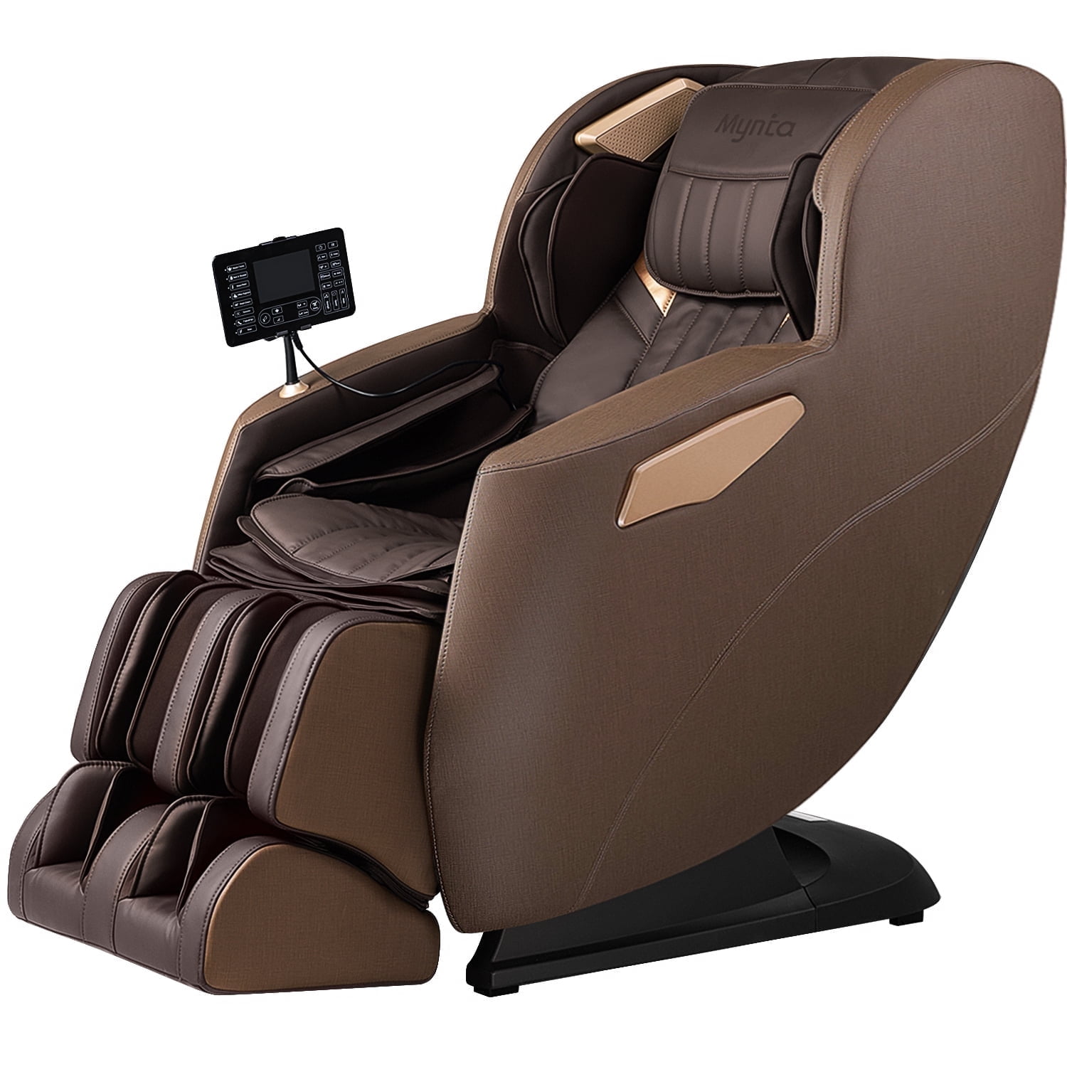 Mynta Massage Chair Full Body with Zero Gravity, SL Track Massage Chair Recliner with Heating, Brown