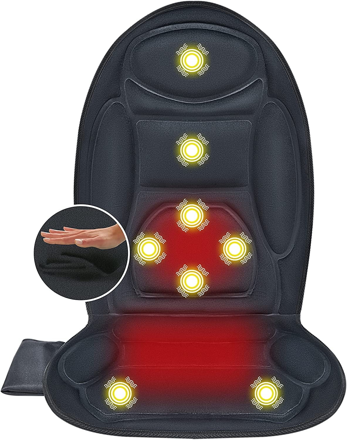 Mynt Vibration Back Massager with Heat:Car Chair Massage Cushion with 8 Vibration Massage Nodes, Massage Chair Pad for Drive Home Office Chair