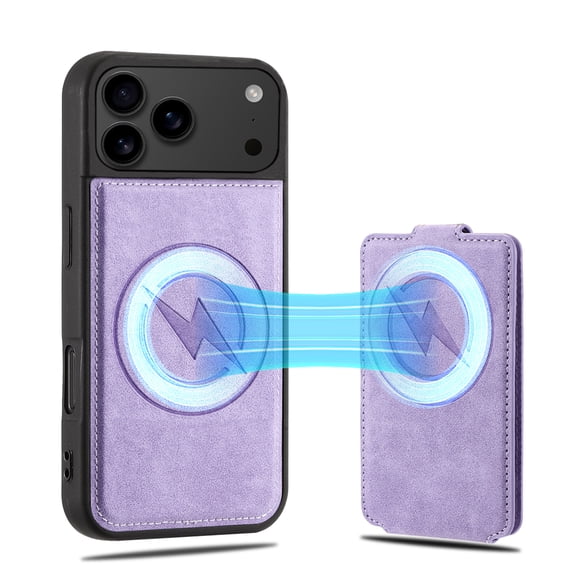 Mynvo 2 in 1 Wallet Case for Apple iPhone 17 Pro, Detachable PU Leather Wallet Phone Case with 4-Cards Holder, Magnetic Attachment, Kickstand and Camera Protection, Purple
