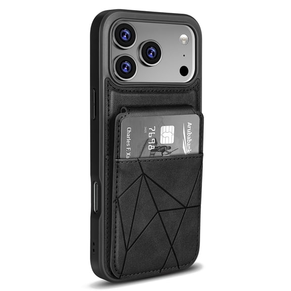 Mynvo Case for Apple iPhone 18 Pro, PU Leather Wallet Phone Case with Multi-Card Holder, Magnetic Closure, Kickstand Raised Camera Protective Bumper Cover, Black