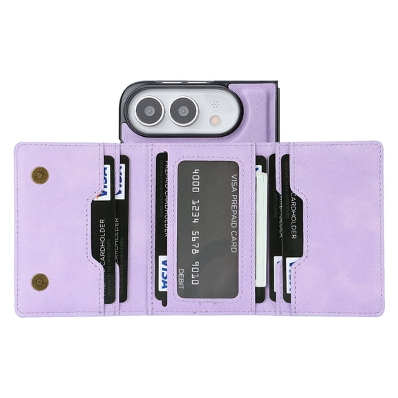 Mynvo Case for Apple iPhone Duo with Card Holder & Cash Slot, PU Leather Wallet Phone Anti-Fingerprint Shockproof Protective Full Body Cover for Women Men, Purple