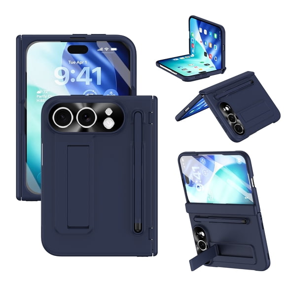 Mynvo Case for iPhone Duo with Kickstand, Screen Protector Included Anti-Scratch Hard PC Protective Rugged Non-Slip Anti-Fingerprint Rugged Heavy Duty Durable Cover Case for Women Men, Blue