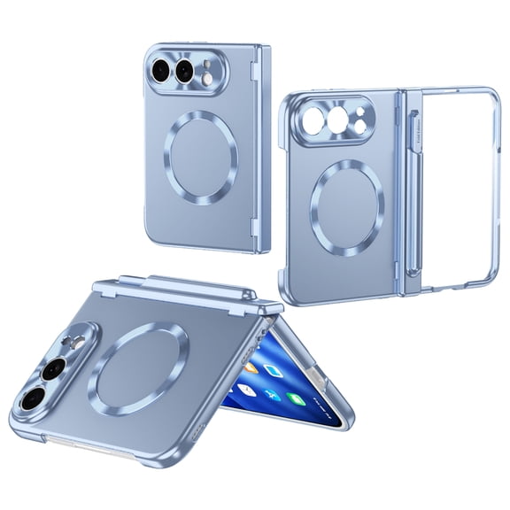 Mynvo Full Body Protective Case for Apple iPhone Duo with Screen Protector Stylus Pen & Holder, Magnetic Hinge Protection Hidden Kickstand Slim Cover Compatible with Magsafe, Blue