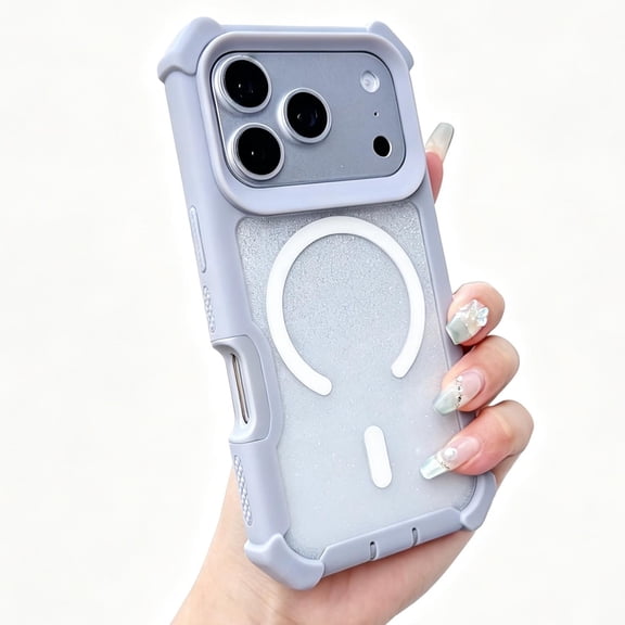 Mynvo Glitter Gradient Case for Apple iPhone 17 Pro Max, Magnetic Cover Compatible with Magsafe Heavy Duty Protective Anti-Scratch Bling Case Cover for Women Girls, Gray