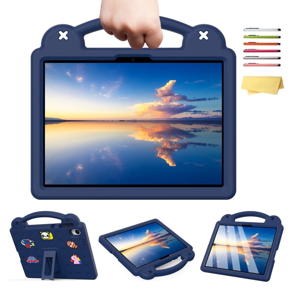 Mynvo Kids Case for Onn. 11" Core Tablet 2026, Shockproof Lightweight EVA Protective Cover with Handle, Dual-Angle Kickstand and DIY Cartoon Charms for Onn 11 Inch Gen 5 Tablet, Navyblue