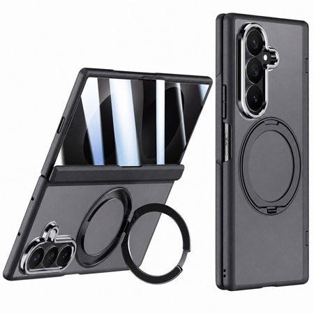 Mynvo Magnetic Case for Samsung Galaxy Z Fold8 Ultra Built-in Privacy Screen Protector, with Rotating Kickstand Shockproof Bumper Hinge Protection Frosted Matte Hard Back Slim Phone Cover, Black