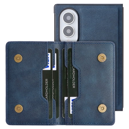 Mynvo PU Leather Case for Samsung Galaxy Z Fold 8 with Cards Holder, Slim Fit RFID Blocking 2 In 1 Wallet Case with Stand Support Wireless Charging Shockproof Magnetic Back Cover Bumper, Blue
