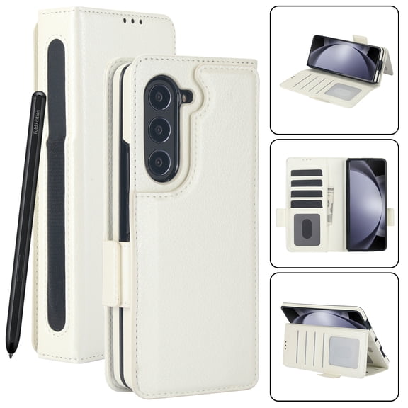 Mynvo Wallet Case for Samsung Galaxy Z Fold 7 with Stylus Pen, PU Leather Folio Cover with Card Slots Cash Pocket RFID Blocking Kickstand and Magnetic Closure
