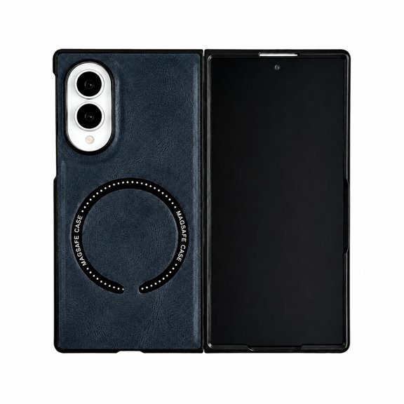 Mynvo for Samsung Galaxy Z Fold8 PU Leather Case, Compatible with MagSafe Magnetic Wireless Charging Cover Heavy Duty Shockproof, Blue