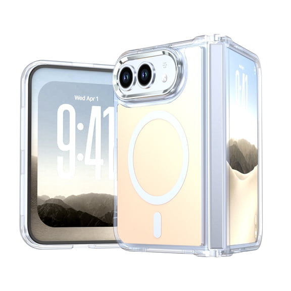Mynvo for iPhone Duo Case, Compatible with MagSafe, Magnetic Full Hinge Protection, Slim Matte Hard Back & Shockproof TPU Bumper, Drop Proof Protective Case, White