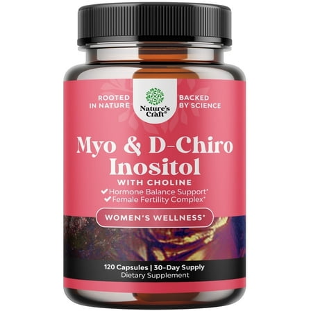 Myo-Inositol & D-Chiro Inositol Capsules - Choline Inositol Supplement for Cycle and Fertility Support - Womens Hormone Balance Supplement with Myo & D-Chiro Inositol Plus Choline Bitartrate