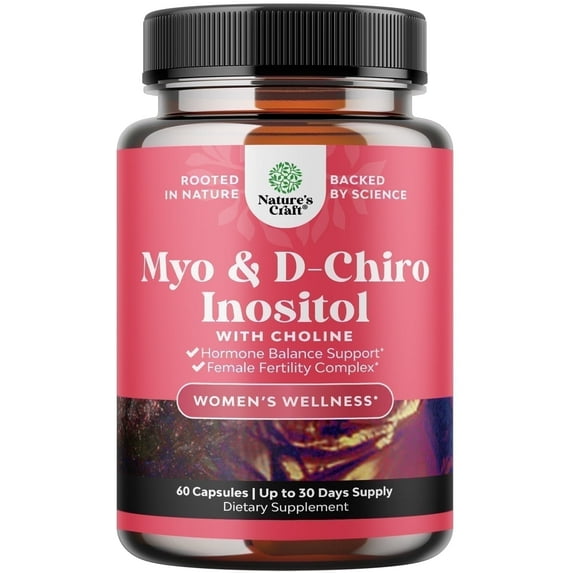 Natures Craft Myo & D-Chiro Inositol Supplement, Hormone Balance for Women, 60 Capsules