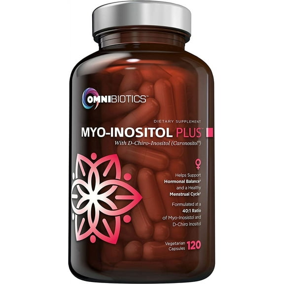 OmniBiotics Myo-Inositol & D-Chiro Inositol Supplement with 40:1 Ratio for Hormone Balance for Women - Women Supplement to Support Reproductive Health & Ovarian Function. Non-GMO - 120 Vegan Capsules