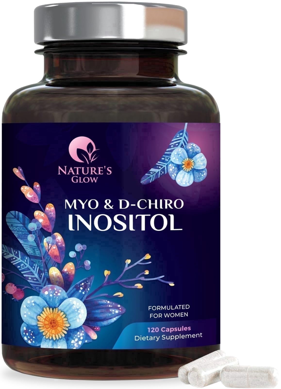 Myo Inositol Supplement & D Chiro, Premium 40:1 Ratio Myo-Inositol & D-Chiro, Natural Balance & Ovarian Health Support, Vitamin B8 Supplement - 120 Capsules 60 Day Supply