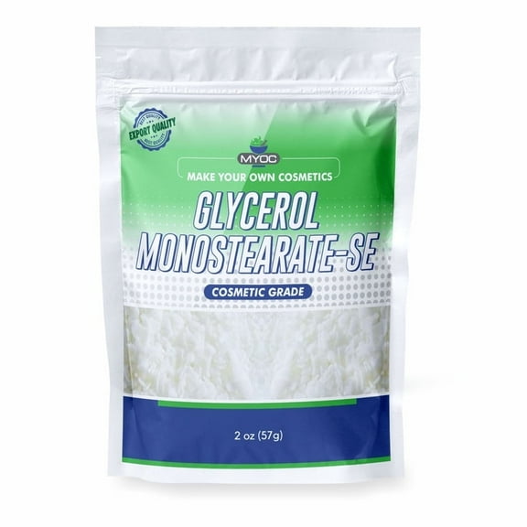 MYOC Glycerol Monostearate- SE- 2oz, Glycerol Monostearate Powder, Glycerol Monostearate Powder Cosmetic Grade, Non-GMO, Paraffin & Sulfate free
