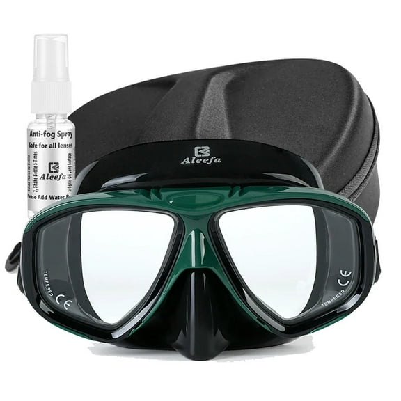 Myopia Diving Mask with Tempered Glass Lens - Antifog, Nearsighted Swim Goggles with Nose Cover (-1.0 to -9.0)