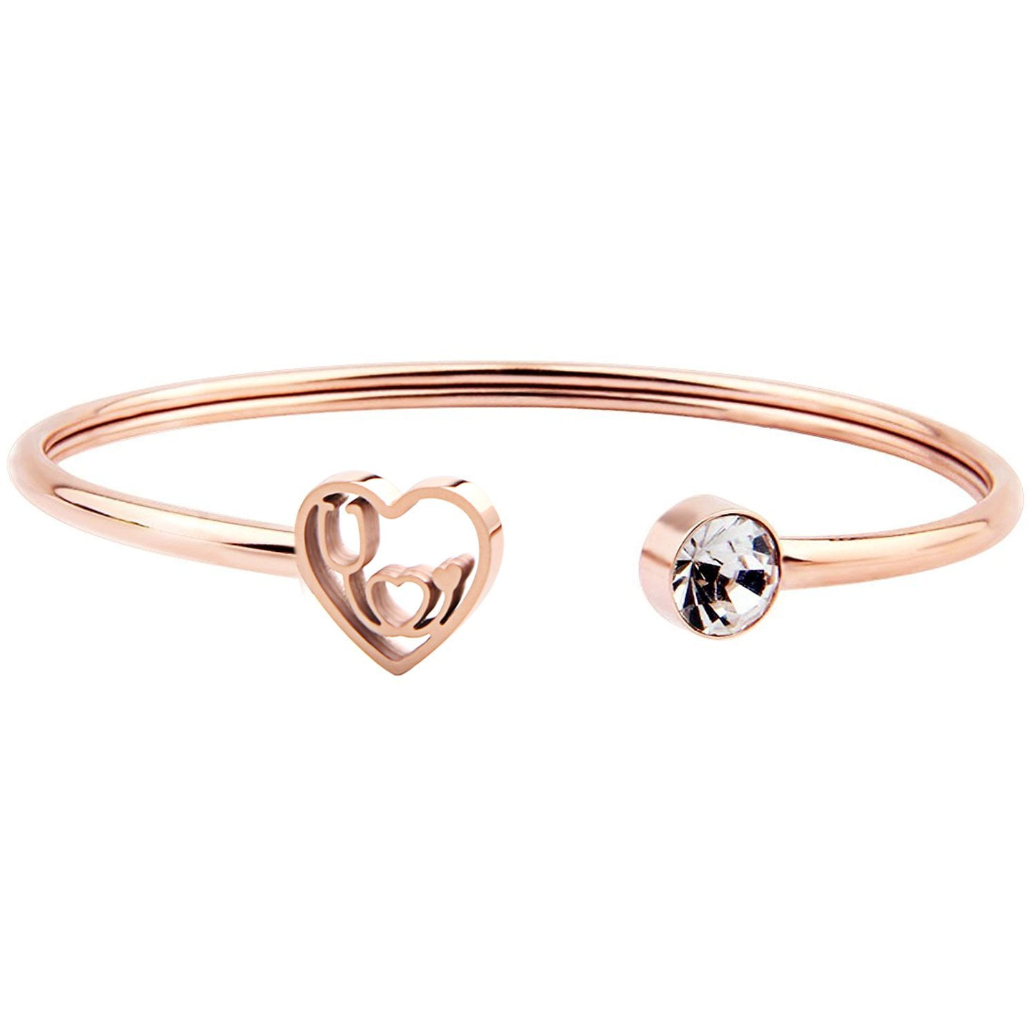 Myospark Rose Gold Stethoscope Jewelry Nurse Stethoscope Bracelet Cuff Bangle for Nurse Day Gift