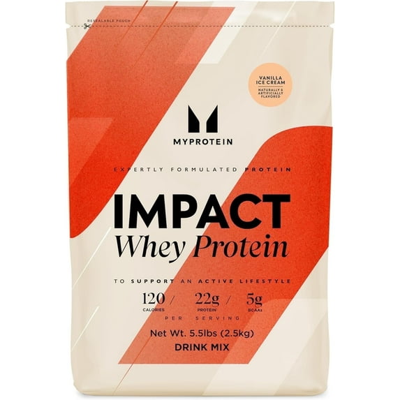 Myprotein Impact Whey Protein Powder, Vanilla Ice Cream, 22g Protein, 5.5lb