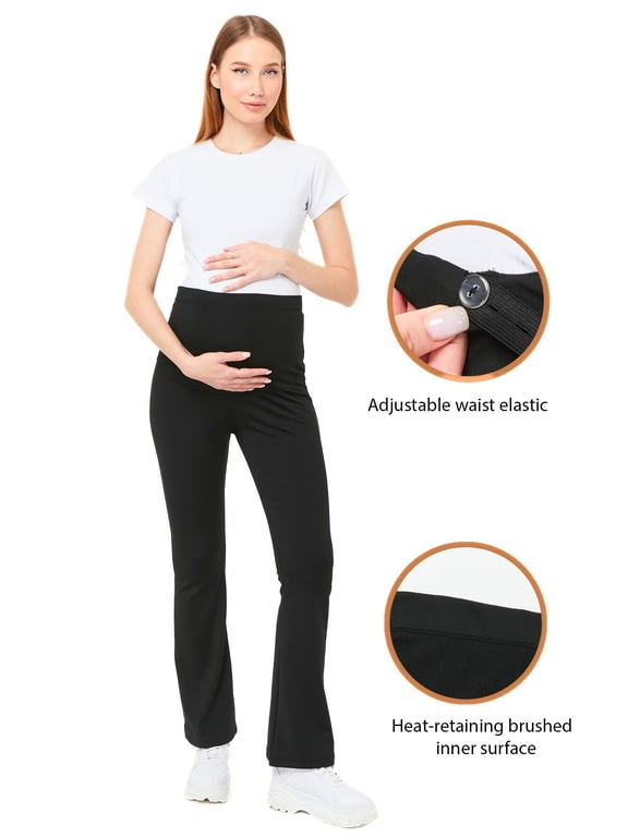 Myra8065 Thermal Lined Warm Keeping Adjustable Waist Spanish Flare Maternity Leggings keeps you warm