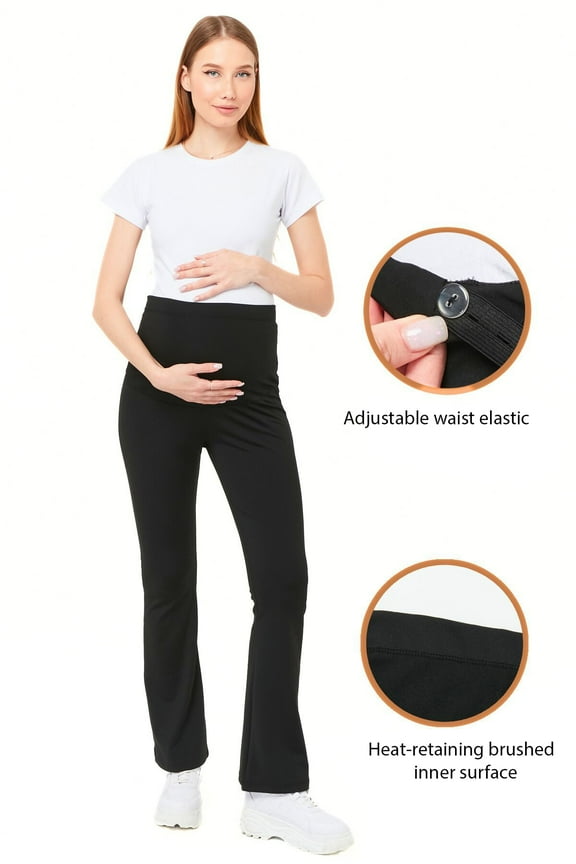 Myra8065 Thermal Lined Warm Keeping Adjustable Waist Spanish Flare Maternity Leggings keeps you warm