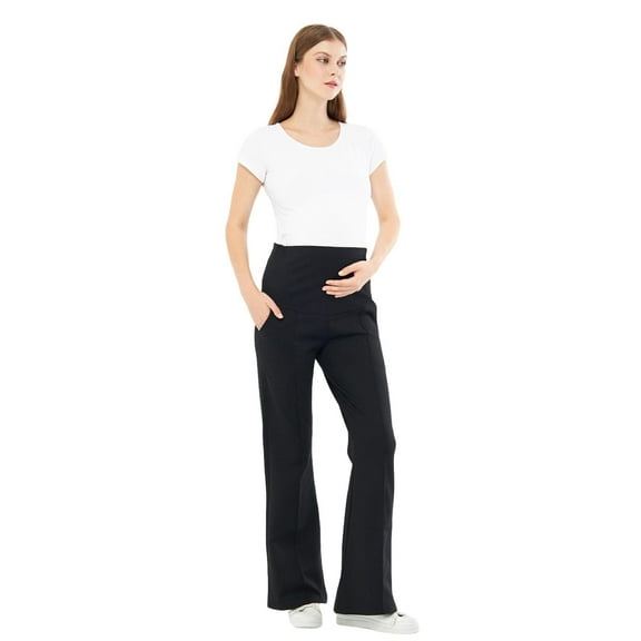 Myra8155 - Spanish-Style Wide-Leg Steel Knit Maternity Pants