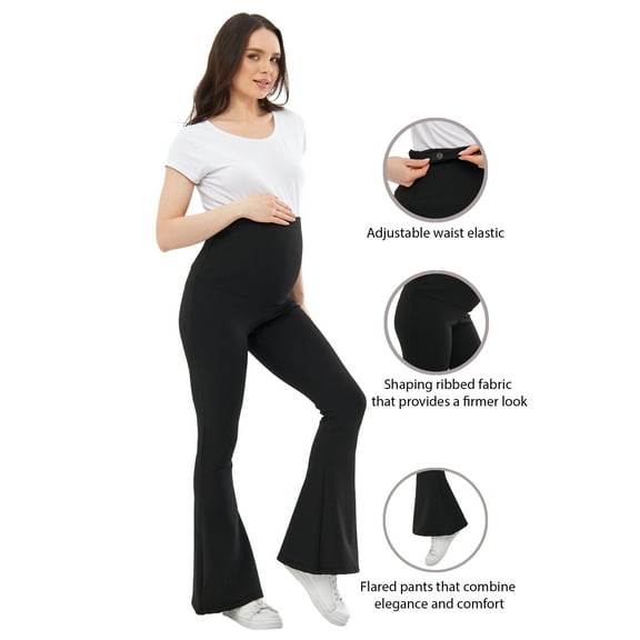 Myra8230 Shaping Ribbed Seasonal Spanish-Style Adjustable Waist Maternity Leggings