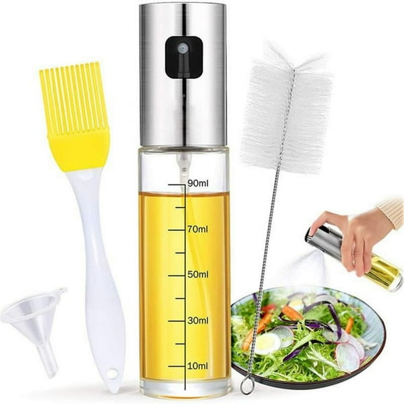 Myriann 100ML Kitchen Oil Spray Bottle Glass Oil Pot Stainless Steel Olive Oil Sprayer Leak-proof Drops BBQ Oil Dispenser Cooking Tools