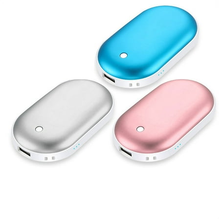 Myriann Hand Warmer Electric Heater USB Charger Rechargeable Hand Warmer Power Bank-Silver