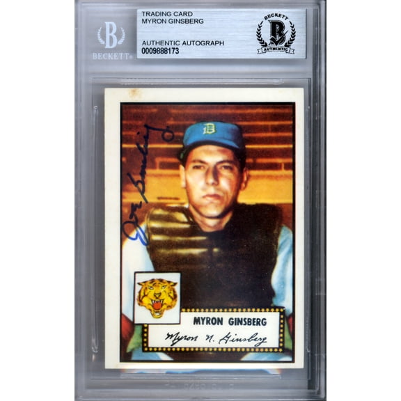 Myron Ginsberg Autographed 1952 Topps Reprint Card #192 Detroit Tigers Beckett BAS #9888173