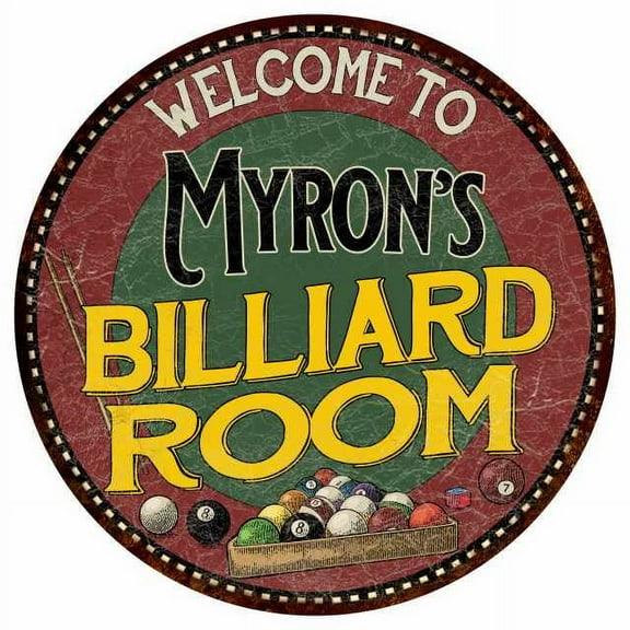 Myron's Billiard Room 14" Round Metal Sign Kitchen Wall Decor 100140033209