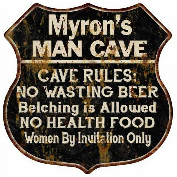 Myron's Man Cave Rules Sign Shield Metal Gift 211110007210