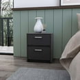 thumbnail image 1 of Myrtle 2 Drawers Nightstand, Black Engineered Wood Bedside Table with Metal Handles, 1 of 6