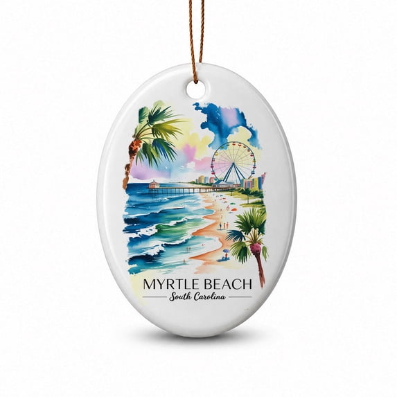 Sammer Weekend Myrtle Beach Christmas Oval Ornament, South Carolina Vacation Memory ...