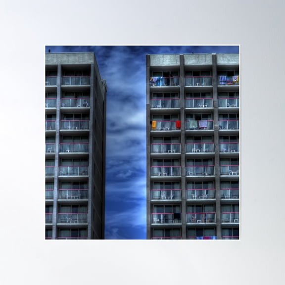 Myrtle Beach Hotel Poster Wall Art, Modern Wall Decor, 16x16 UNFRAMED