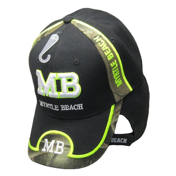 Myrtle Beach "MB" Script South Carolina SC Black CAMO Embroidered Cap Hat
