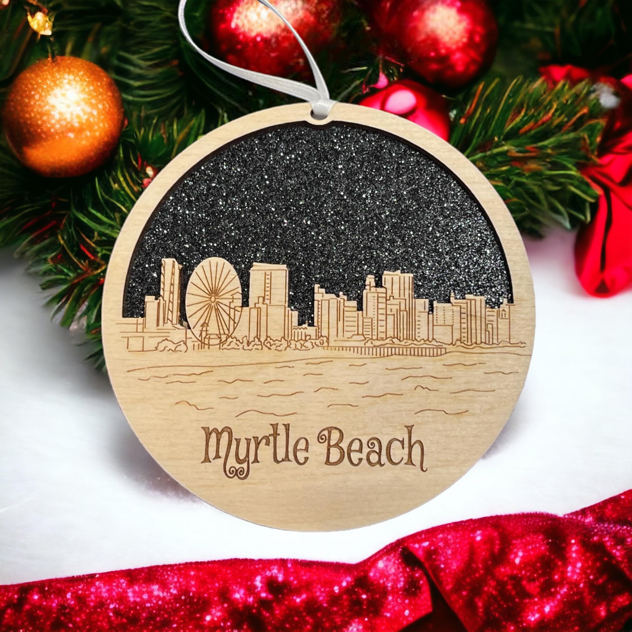 Myrtle Beach Ornament Wooden Aif4 Souvenir Christmas Tree Decoration 