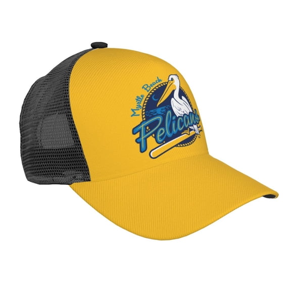 Myrtle Beach Pelicans Curved Brim Mesh Baseball Cap Casual Sun Hat For Unisex