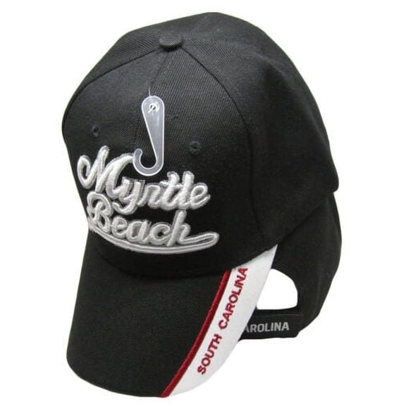 Myrtle Beach Script South Carolina SC Black Embroidered Cap Hat CAP722 (TOPW)
