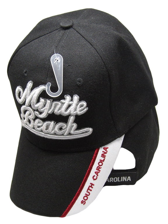 Myrtle Beach Script South Carolina SC Black Embroidered Cap Hat