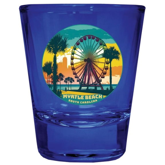 Myrtle Beach South Carolina Design C Souvenir 2 oz Full Color Shot Glass Blue