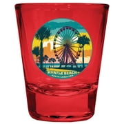 Myrtle Beach South Carolina Design C Souvenir Full Color 2 oz Round Shot Glass Red