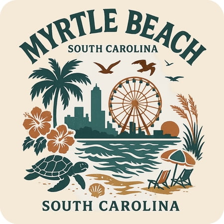 Myrtle Beach South Carolina Keepsakes Souvenir Vinyl Sticker – Destination Travel Keepsake Collectible (3-Inches Wide)
