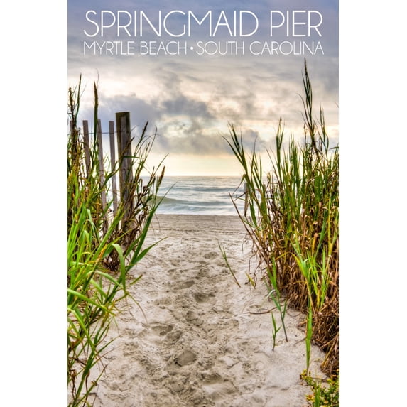 Myrtle Beach, South Carolina, Springmaid Pier, Pathway to the Beach (9x12 Wall Art Print, Home Decor)