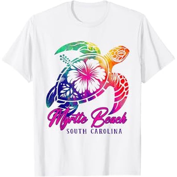 Myrtle Beach Tie Dye Sea Turtle Hibiscus South Carolina 2025 T-Shirt