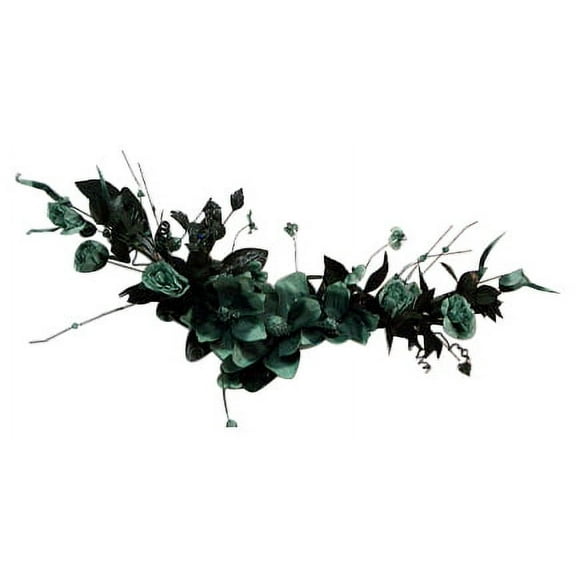 Myrtle Green Magnolia Rose Dogwood 58in Fake Flower Faux Foliage Hand Wrapped Swag for Craft Garden Outdoor Bouquet Arrangement Ceremony Wedding Arch Floral Wall Aisle Decor (Hunter Green, Set of 2)