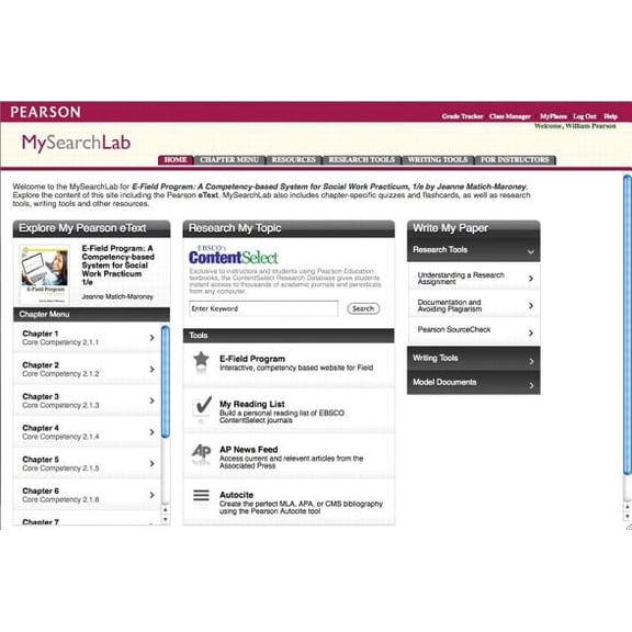 Pre-Owned Mysearchlab with Pearson Etext -- Standalone Access Card -- For E-Field Program : A Competency-Based System for the Social Work Practicum