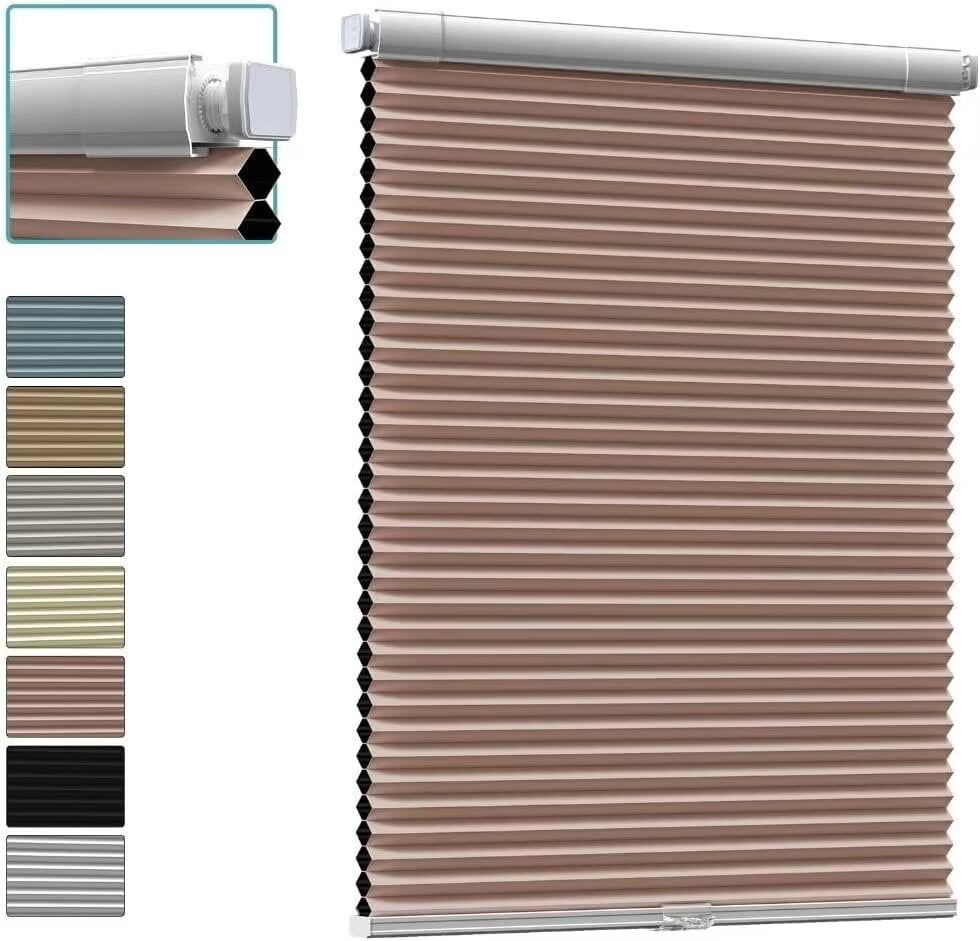 Myshade No Drill Blackout Shades Tension Cordless Cellular Blinds for Indoor Windows No Tools Window Blinds & Shades