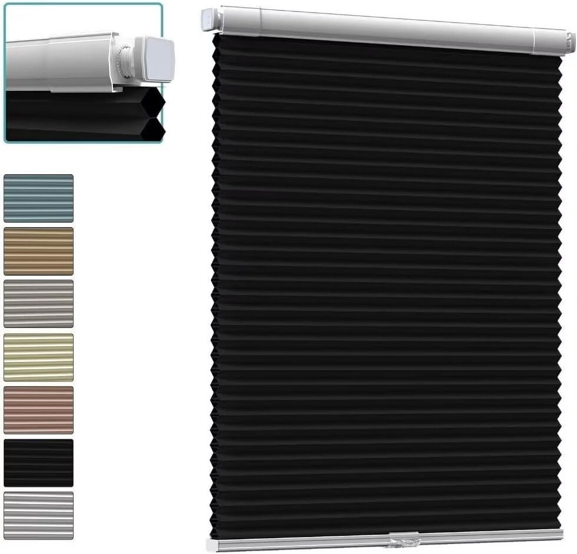 Myshade No Drill Blackout Shades Tension Cordless Cellular Blinds for Indoor Windows No Tools Window Blinds & Shades(Black-29"W*78"H)
