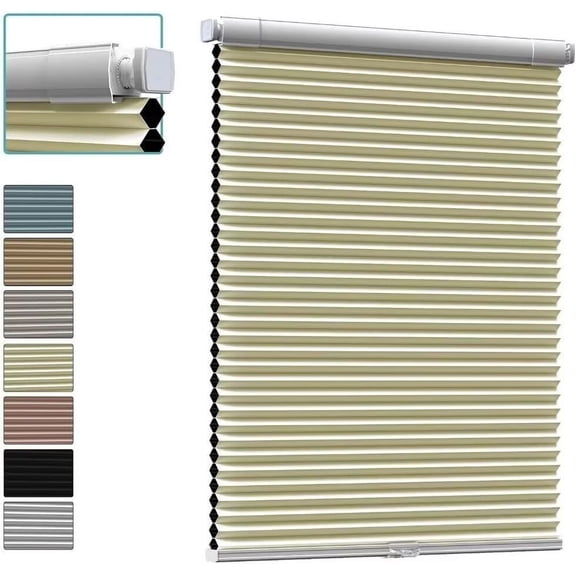 Myshade No Drill Blackout Shades Tension Cordless Cellular Blinds for Indoor Windows No Tools Window Blinds & Shades